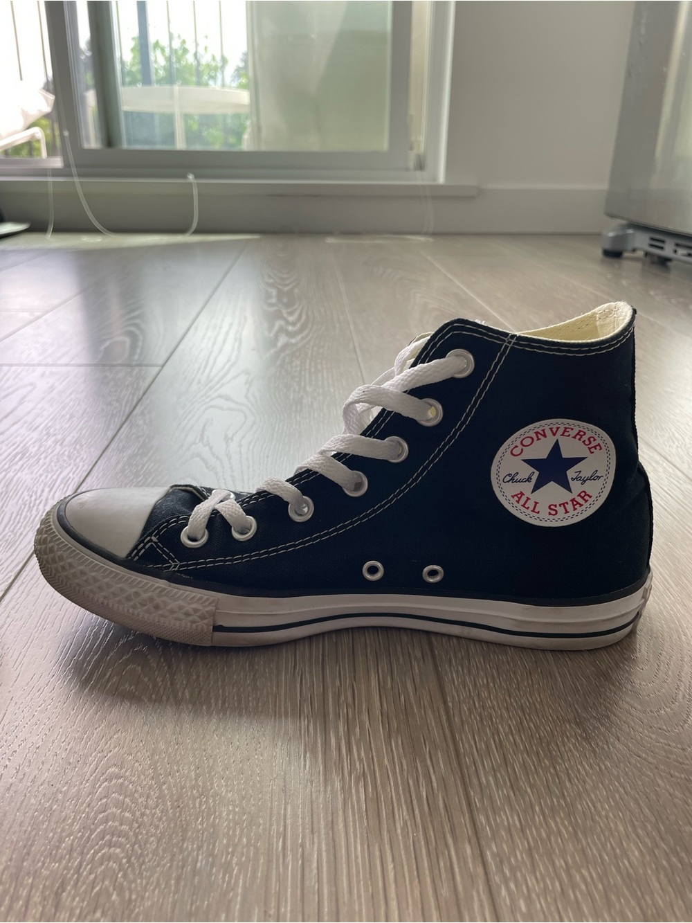 Converse Black High-Top Canvas Sneakers with White Trim - Picture 4 of 8